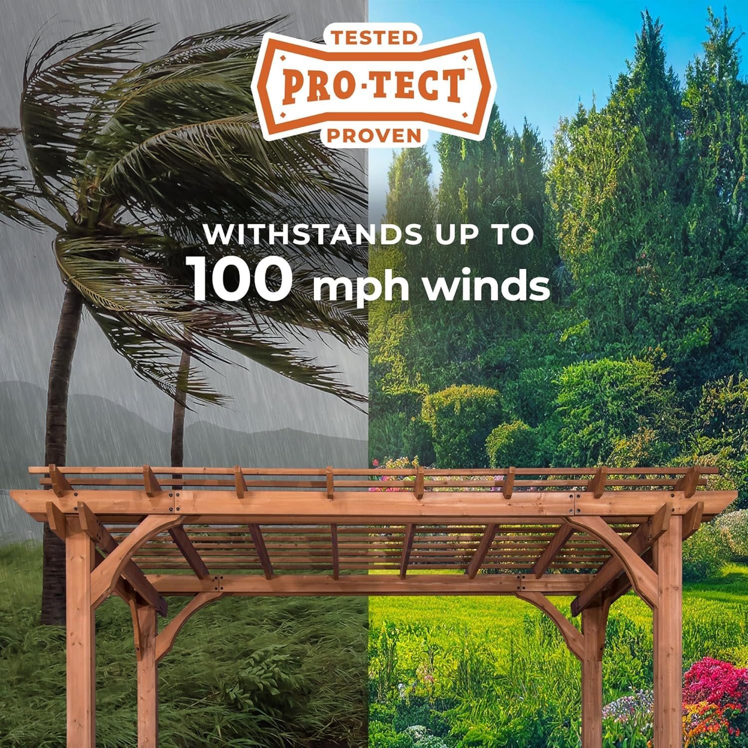10 Ft. X 14 Ft. Traditional All Cedar Wood Outdoor Patio Pergola Shade Structure thumbnail 4