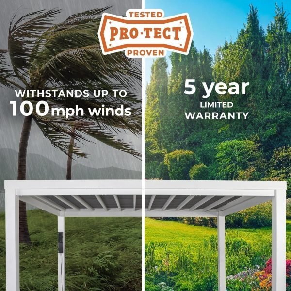 14×10 Windham Modern Steel Pergola With Sail Shade Soft Canopy thumbnail 5