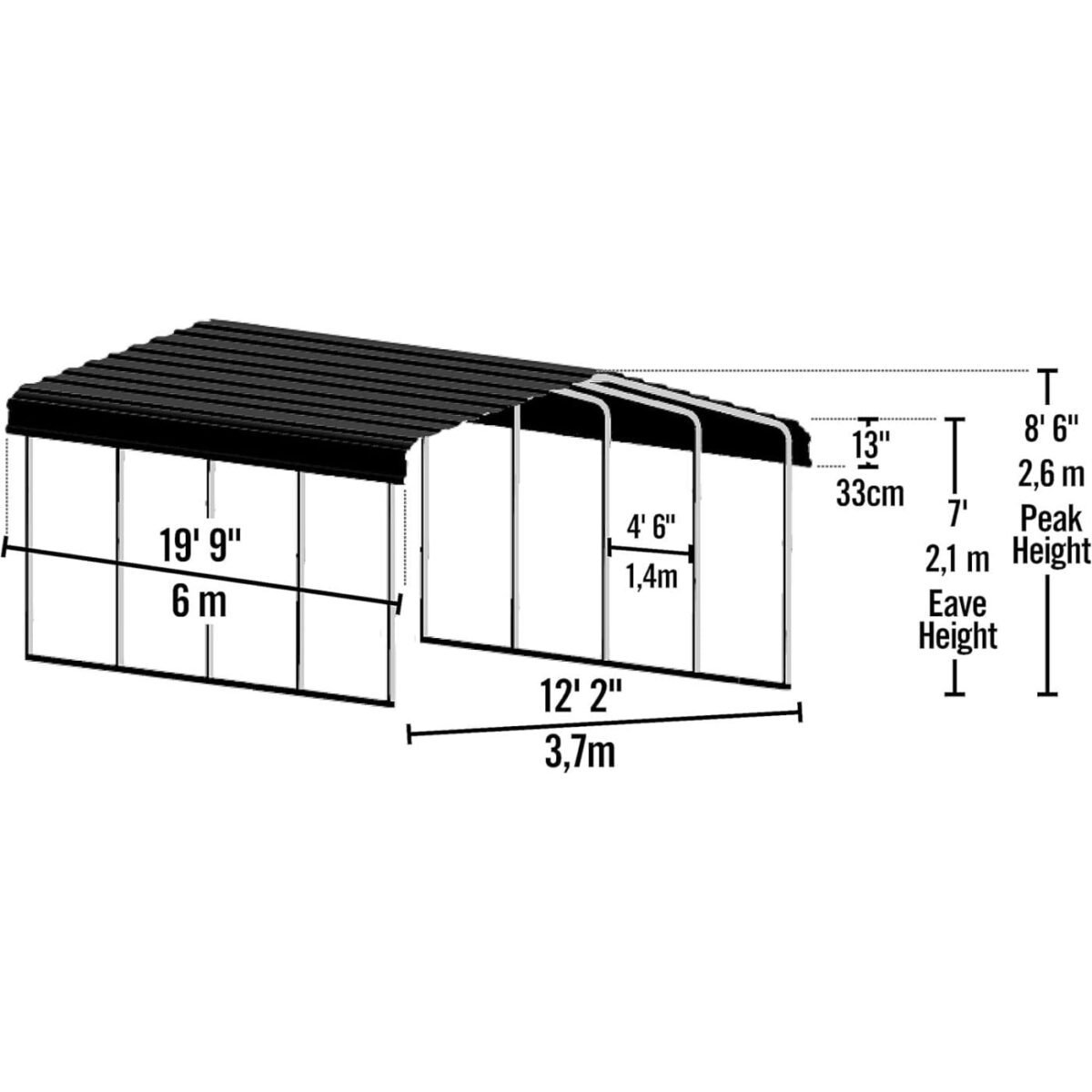 Arrow Carport 12 x 20 x 7 ft thumbnail 2
