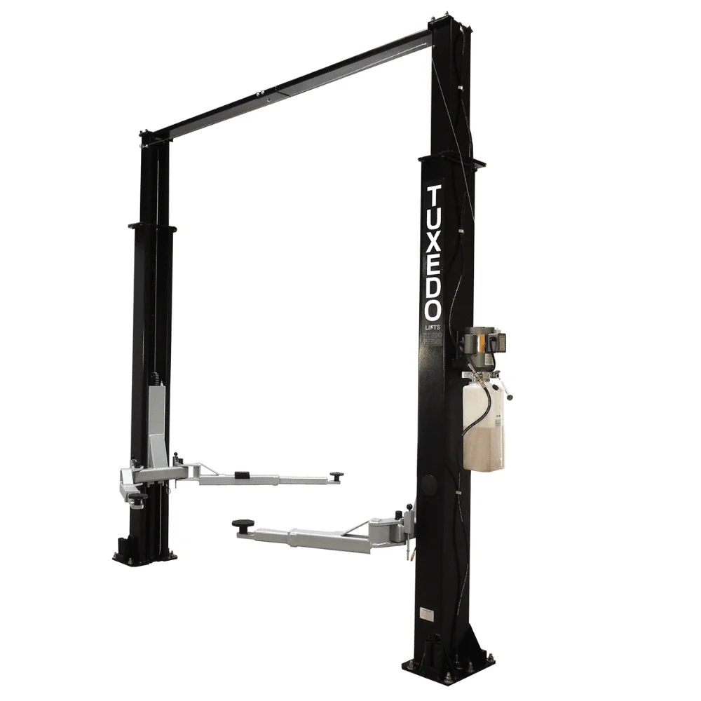 Asymmetric 2 Post Car Lift Clear Floor 9,000 lbs. Capacity Heavy Duty in Black thumbnail 3
