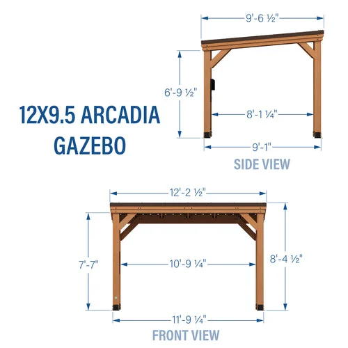 Backyard Discovery 12′ x 9.5′ Arcadia Slope Roof Cedar Gazebo with PowerPort thumbnail 2