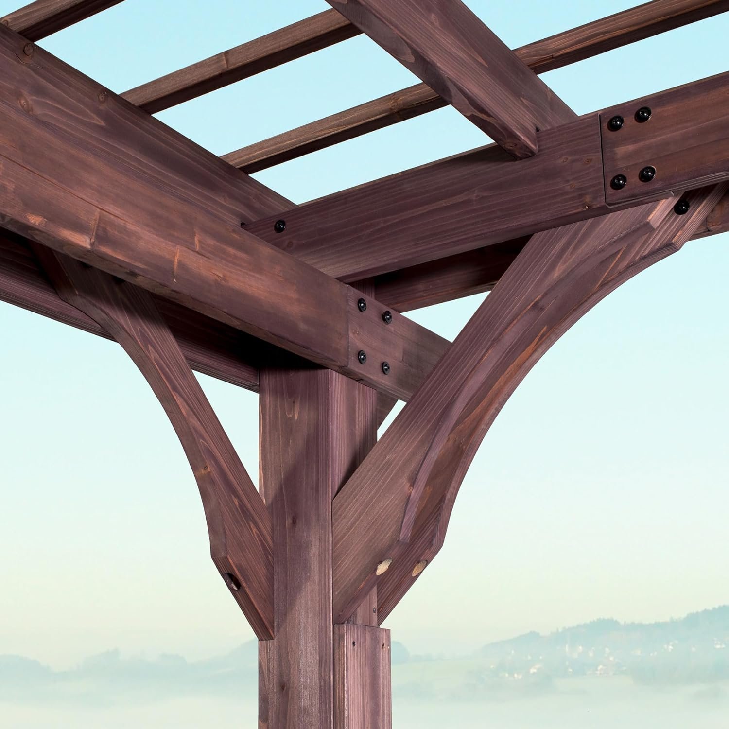 Backyard Discovery 14′ X 10′ Somerville Pergola W/ Electric – Dark Walnut DIY thumbnail 5