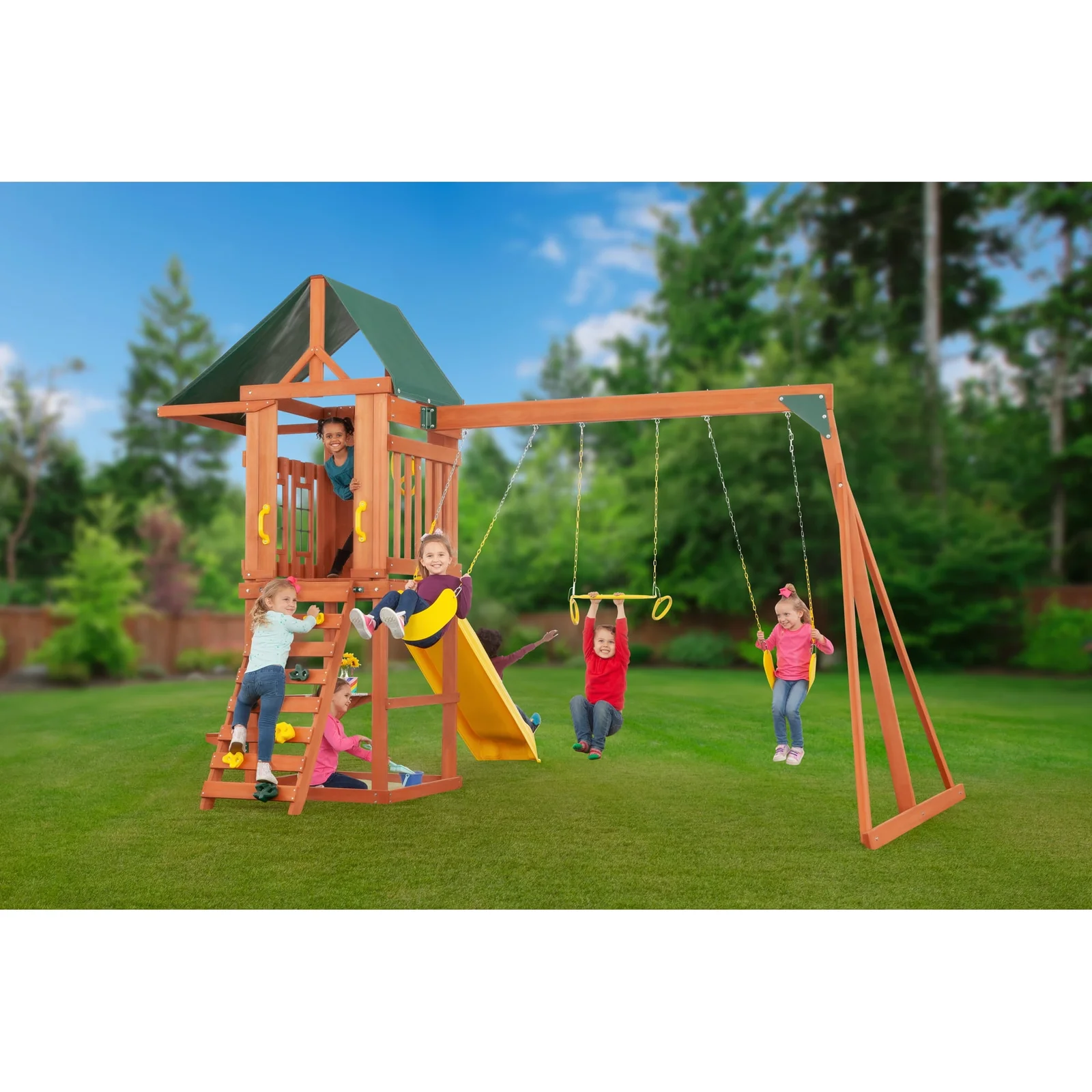 Creative Cedar Designs Cedar Cottage Wooden Swing Set thumbnail 2