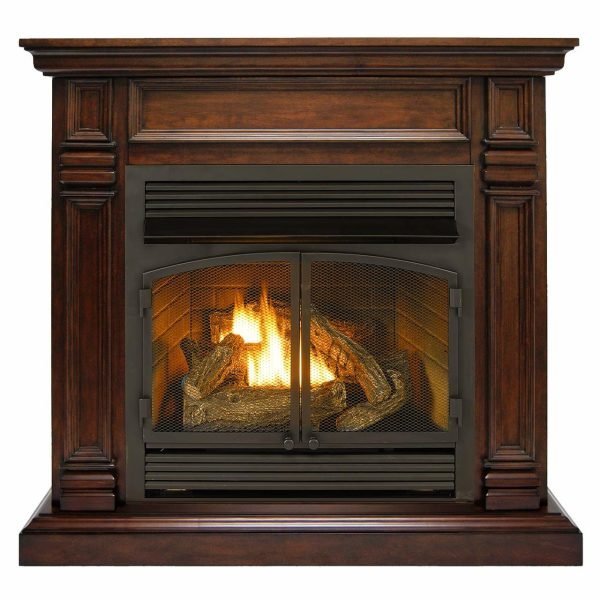 Duluth Forge Dual Fuel Ventless Gas Fireplace With Mantel – 32,000 BTU, T-Stat. Control, Auburn Cherry Finish – Model# DFS-400T-2AC thumbnail 2