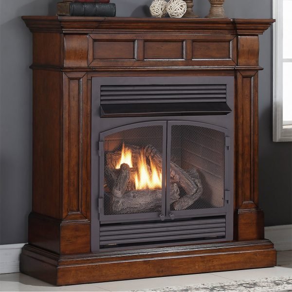Duluth Forge Dual Fuel Ventless Gas Fireplace With Mantel – 32,000 BTU, T-Stat. Control, Auburn Cherry Finish – Model# DFS-400T-2AC thumbnail 3