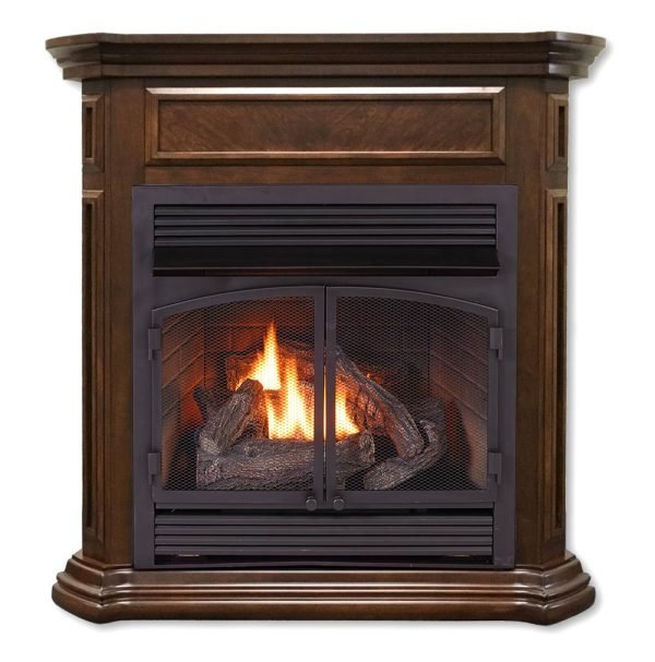 Duluth Forge Dual Fuel Ventless Gas Fireplace With Mantel – 32,000 BTU, T-Stat Control, Nutmeg Finish – Model# DFS-400T-4NG thumbnail 2
