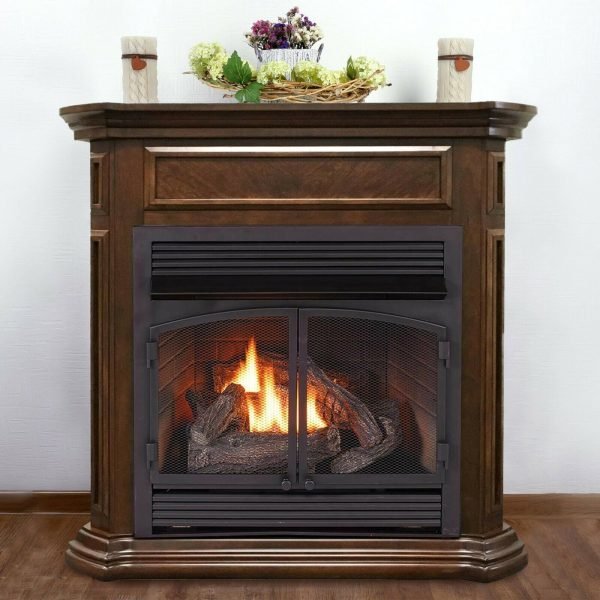 Duluth Forge Dual Fuel Ventless Gas Fireplace With Mantel – 32,000 BTU, T-Stat Control, Nutmeg Finish – Model# DFS-400T-4NG thumbnail 3