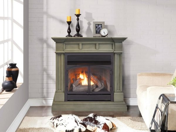 Duluth Forge Dual Fuel Ventless Gas Fireplace With Mantel – 32,000 BTU, T-Stat Control, Slate Gray Finish – Model# DFS-400T-2GR thumbnail 3