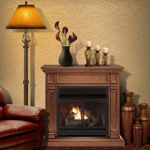 Duluth Forge Dual Fuel Ventless Gas Fireplace With Mantel – 32,000 BTU, T-Stat Control, Toasted Almond Finish – Model# DFS-400T-2TA thumbnail 3