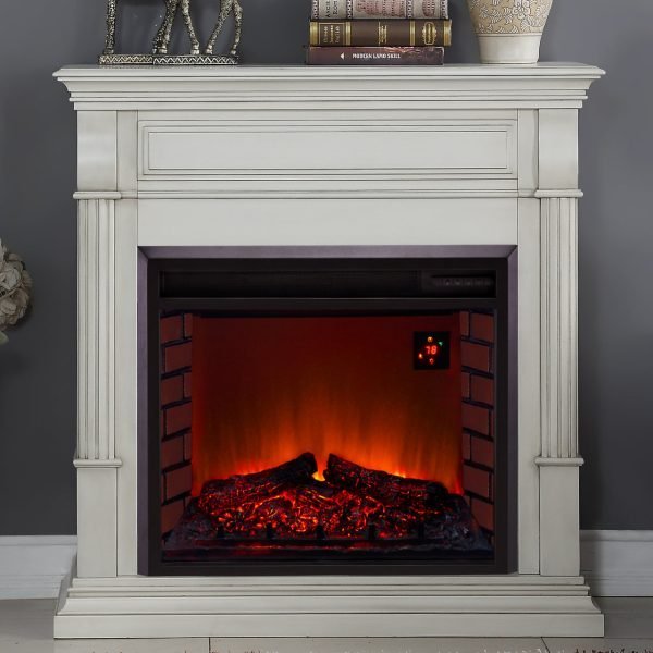 Duluth Forge Full Size Electric Fireplace – Remote Control, Antique White Finish – Model# EL1350-2-AW thumbnail 4