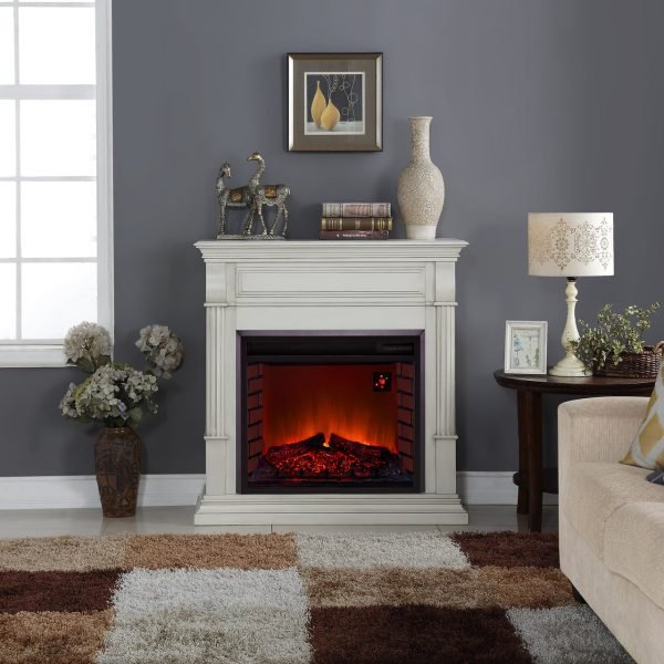 Duluth Forge Full Size Electric Fireplace – Remote Control, Antique White Finish – Model# EL1350-2-AW thumbnail 6