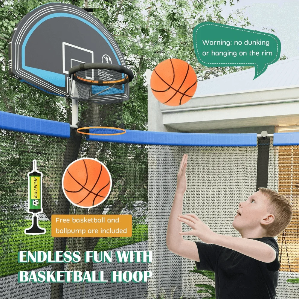 Giantex 8FT 10FT 12FT Trampoline with Enclosure, ASTM Approved Outdoor Large Trampoline with Ladder thumbnail 5