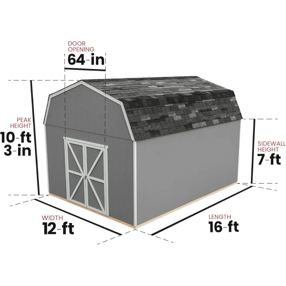 Hudson 12 ft. W x 16 ft. D Wood Storage Shed thumbnail 6