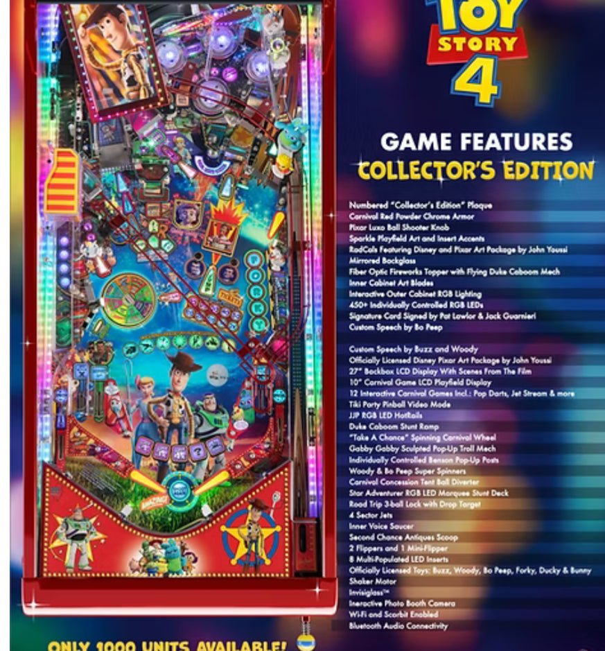 JJP Toy Story 4 Collector’s Edition Pinball Machine thumbnail 4