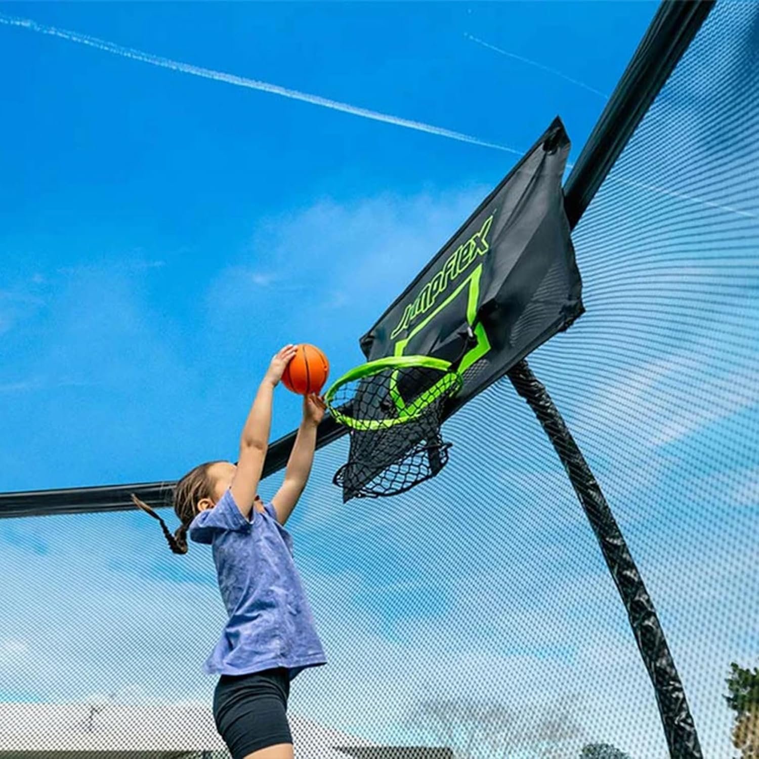 JumpFlex HERO 15 Backyard Outdoor Trampoline for Kids with Net & Ladder thumbnail 3