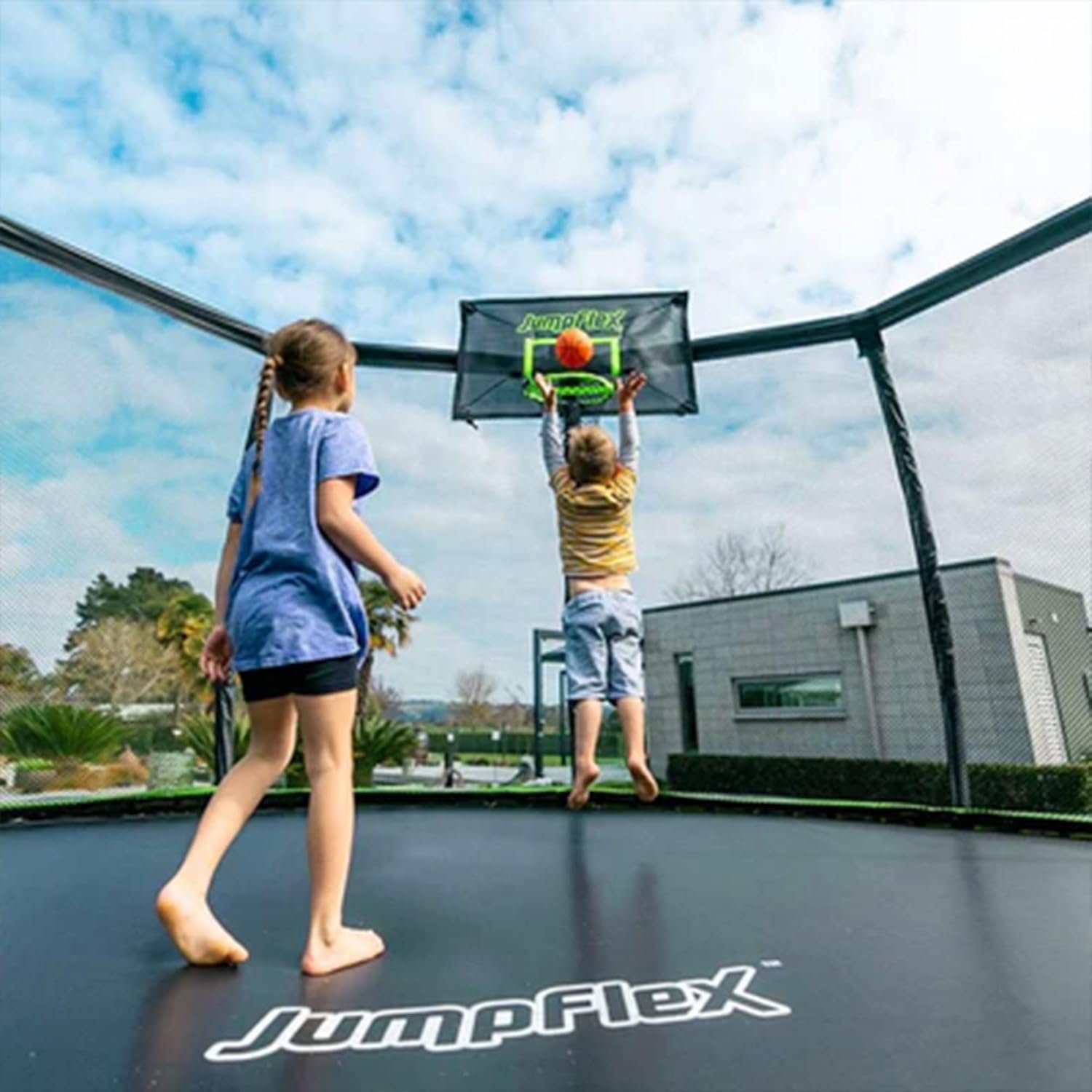 JumpFlex HERO 15 Backyard Outdoor Trampoline for Kids with Net & Ladder thumbnail 5