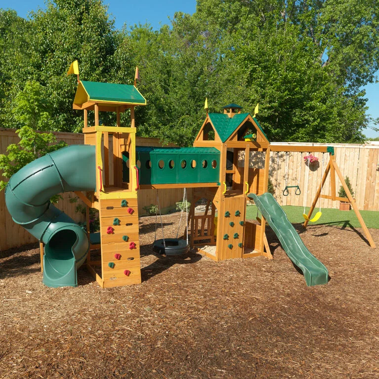 KidKraft Mockingbird View Wooden Swing Set / Playset with Tower, Hoop, Tunnel, and Tire Swing thumbnail 3