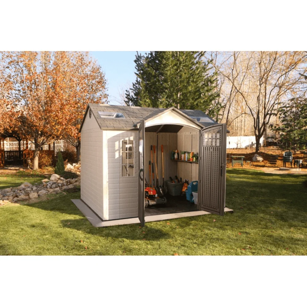 Lifetime 10 Ft. x 8 Ft. High-Density Polyethylene (Plastic) Outdoor Storage Shed with Steel-Reinforced Construction thumbnail 2