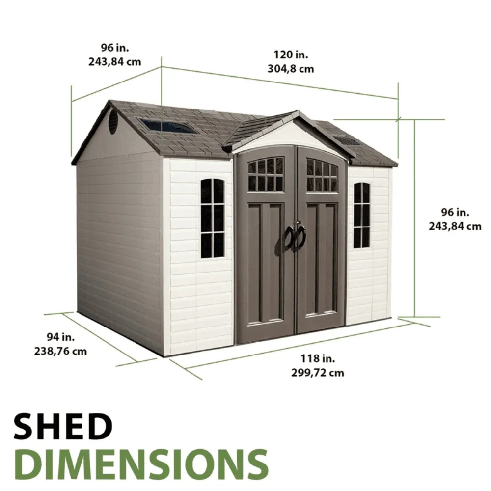 Lifetime 10 Ft. x 8 Ft. High-Density Polyethylene (Plastic) Outdoor Storage Shed with Steel-Reinforced Construction thumbnail 3