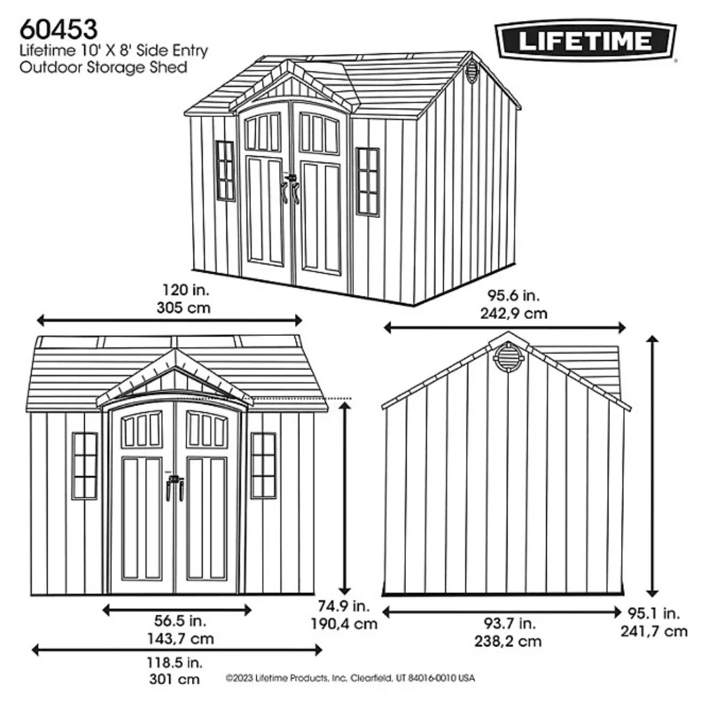 Lifetime 10′ x 8′ Outdoor Storage Shed, Gray thumbnail 4