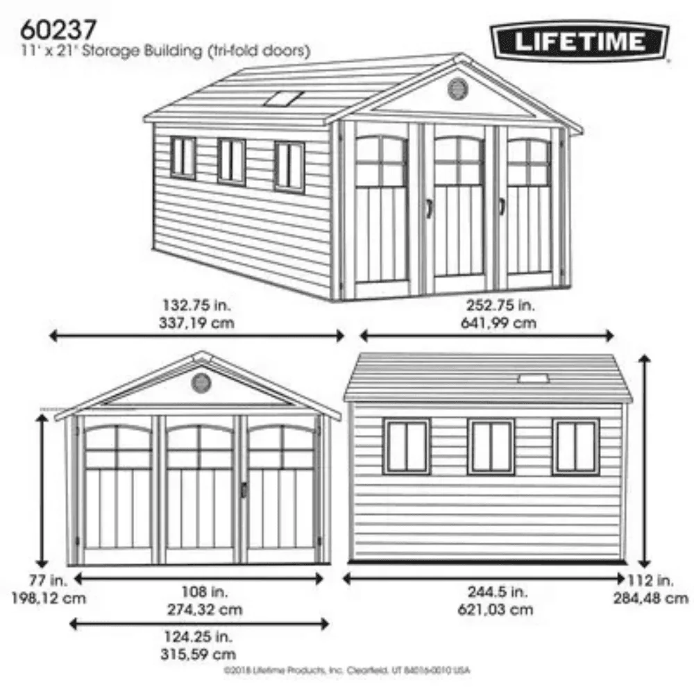 Lifetime 11×21 Storage Garage Kit W/ 9 Ft Wide Doors (60237) thumbnail 4