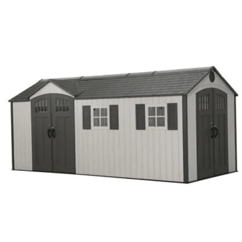 Lifetime 8′ x 17.5′ Outdoor Storage Shed Dual Entry, Tan