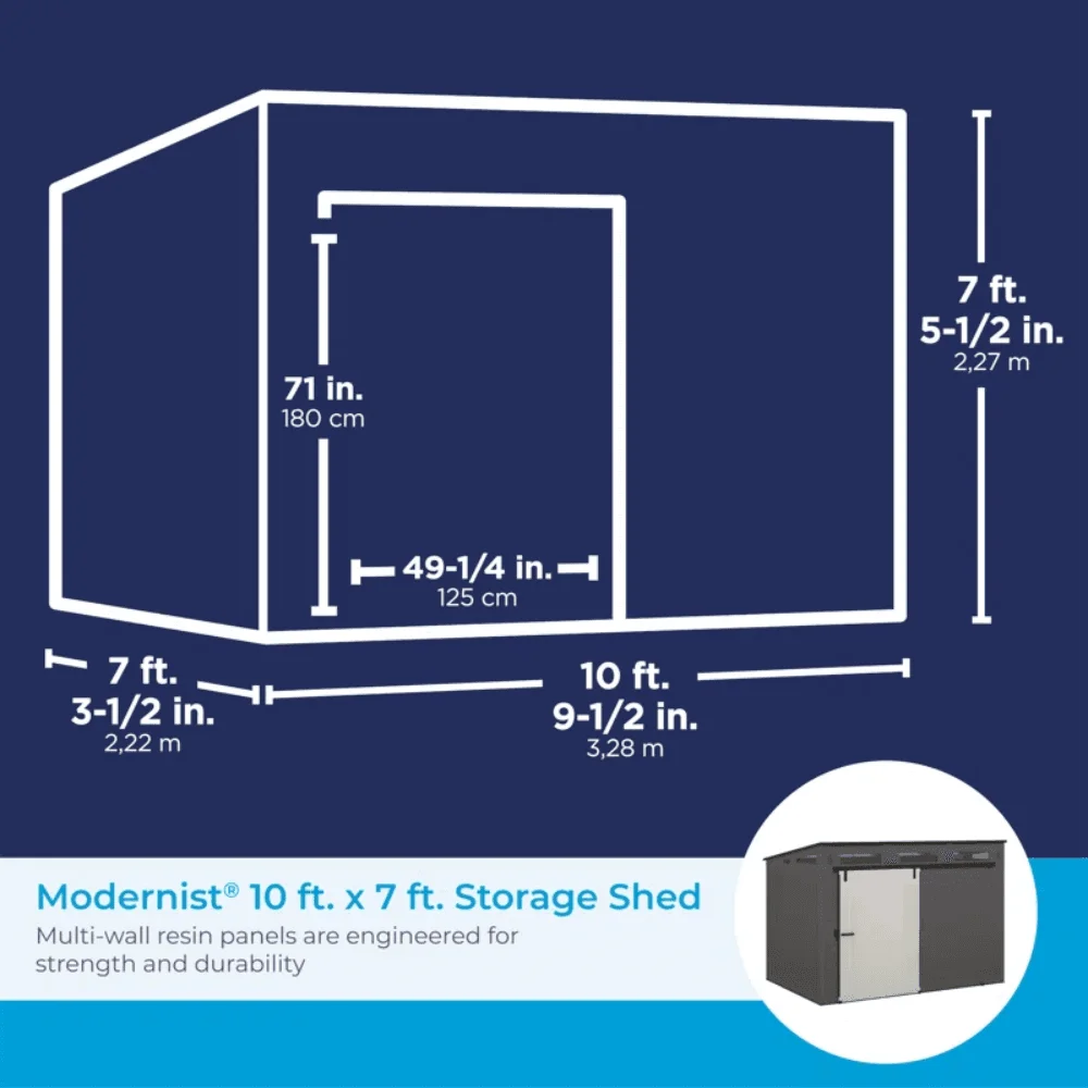 Modernist 10 ft. x 7 ft. Barn Door Storage Shed Suncast thumbnail 5