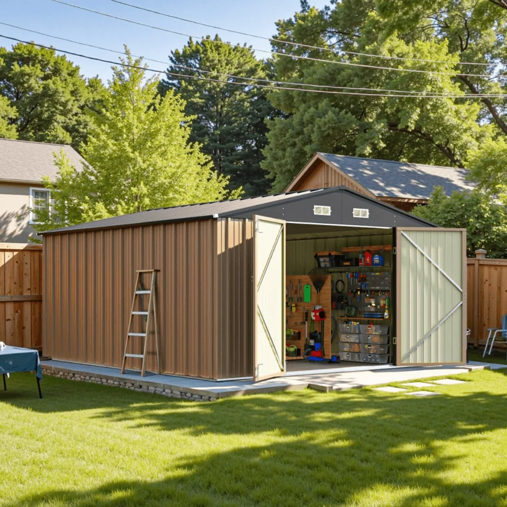 Patiowell 10 ft. W x 12 ft. D Size Upgrade Metal Storage Shed (119 sq. ft.) thumbnail 2