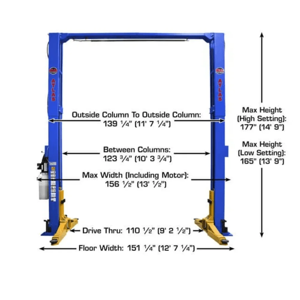 Platinum 12000 LB Certified 2-Post Lift – Atlas PVL-12 thumbnail 2