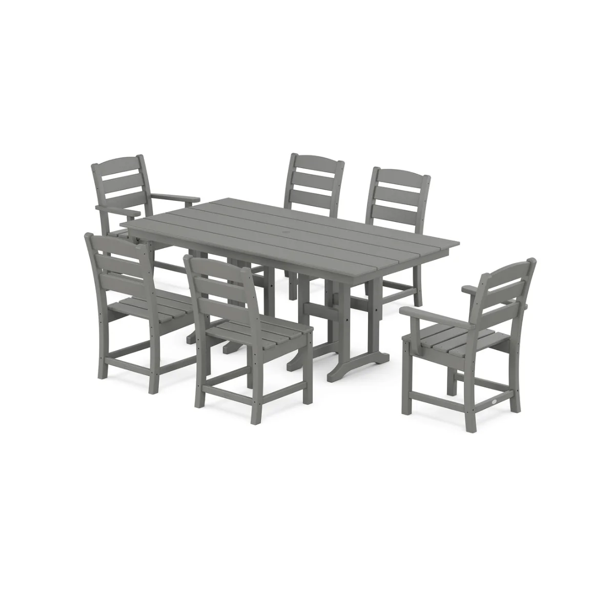 Polywood Lakeside 7-Piece Farmhouse Dining Set – Slate Grey