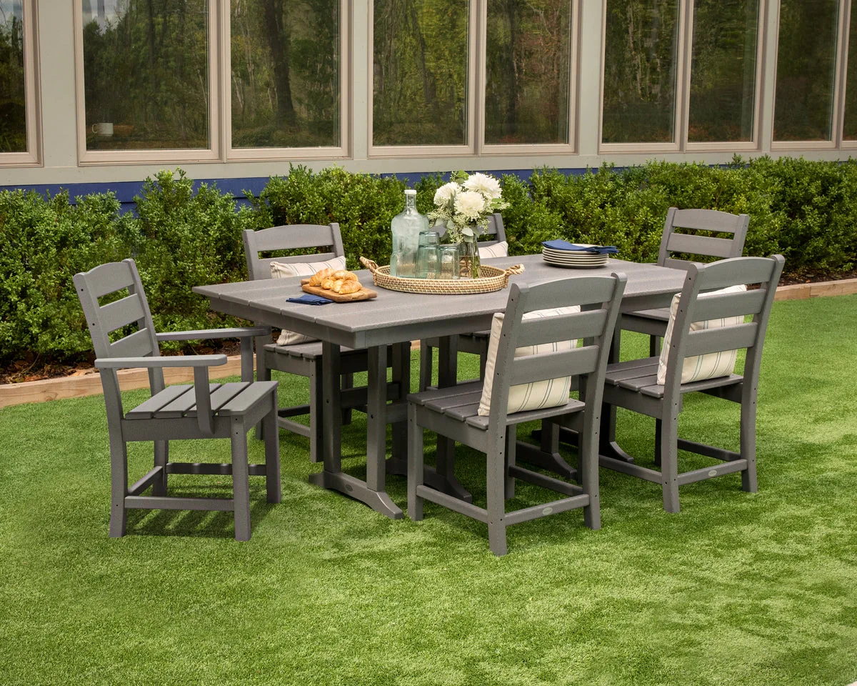Polywood Lakeside 7-Piece Farmhouse Dining Set – Slate Grey thumbnail 3