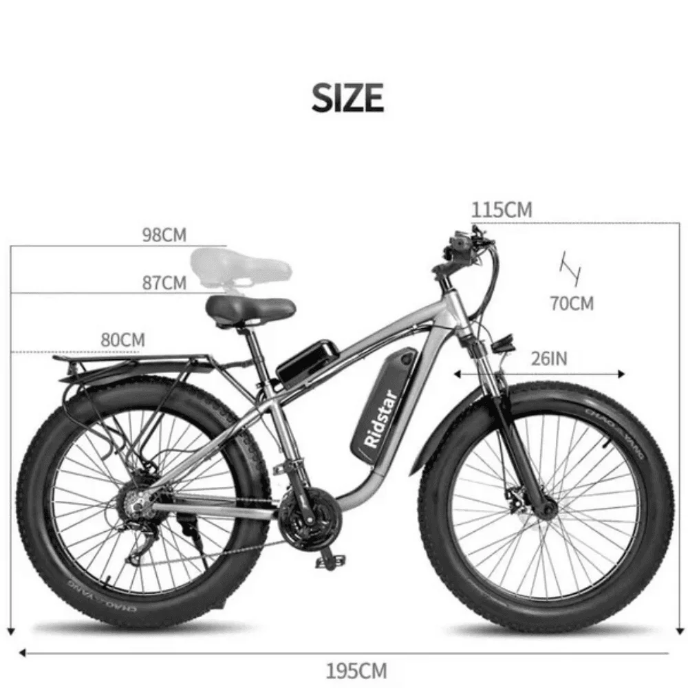 Ridstar E26 Pro Dual Motor 2000W 48V 23AH / E26 1000W 48V 15.6AH E-Bike thumbnail 3