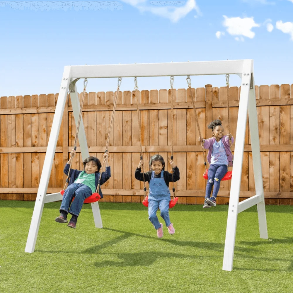 Sports power Vinyl-Covered Wood Swing Set – Classic & Durable for Outdoor Fun thumbnail 2