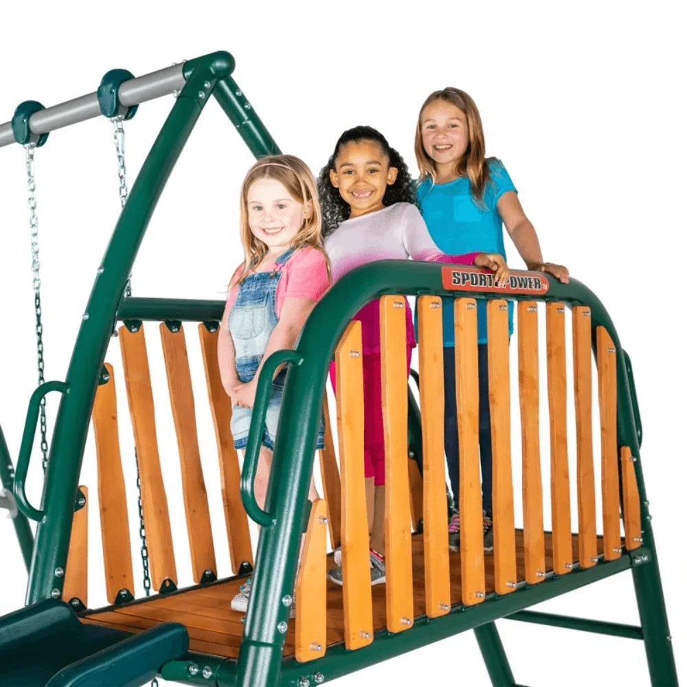 Sportspower Alta Oaks 10′ Heavy Duty Swing Set with Lifetime Warranty on 6′ Double Wall Slide thumbnail 3