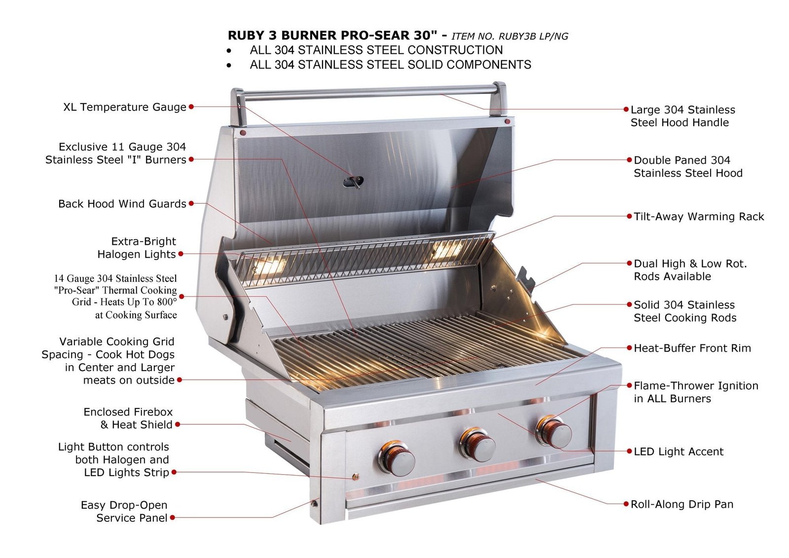 Sunstone Ruby 3 Burner Gas Grill thumbnail 4