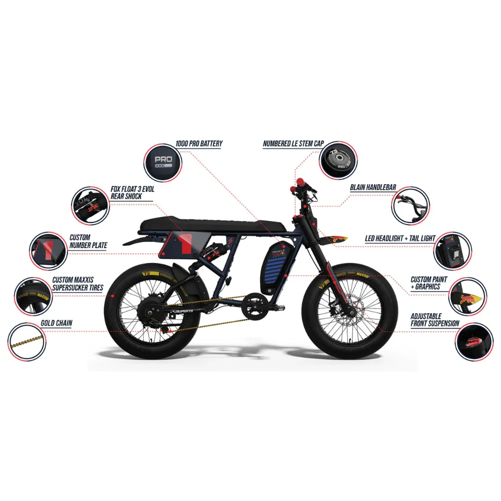 Super73 Oracle Red Bull Racing R Adventure Series Electric Bike thumbnail 2