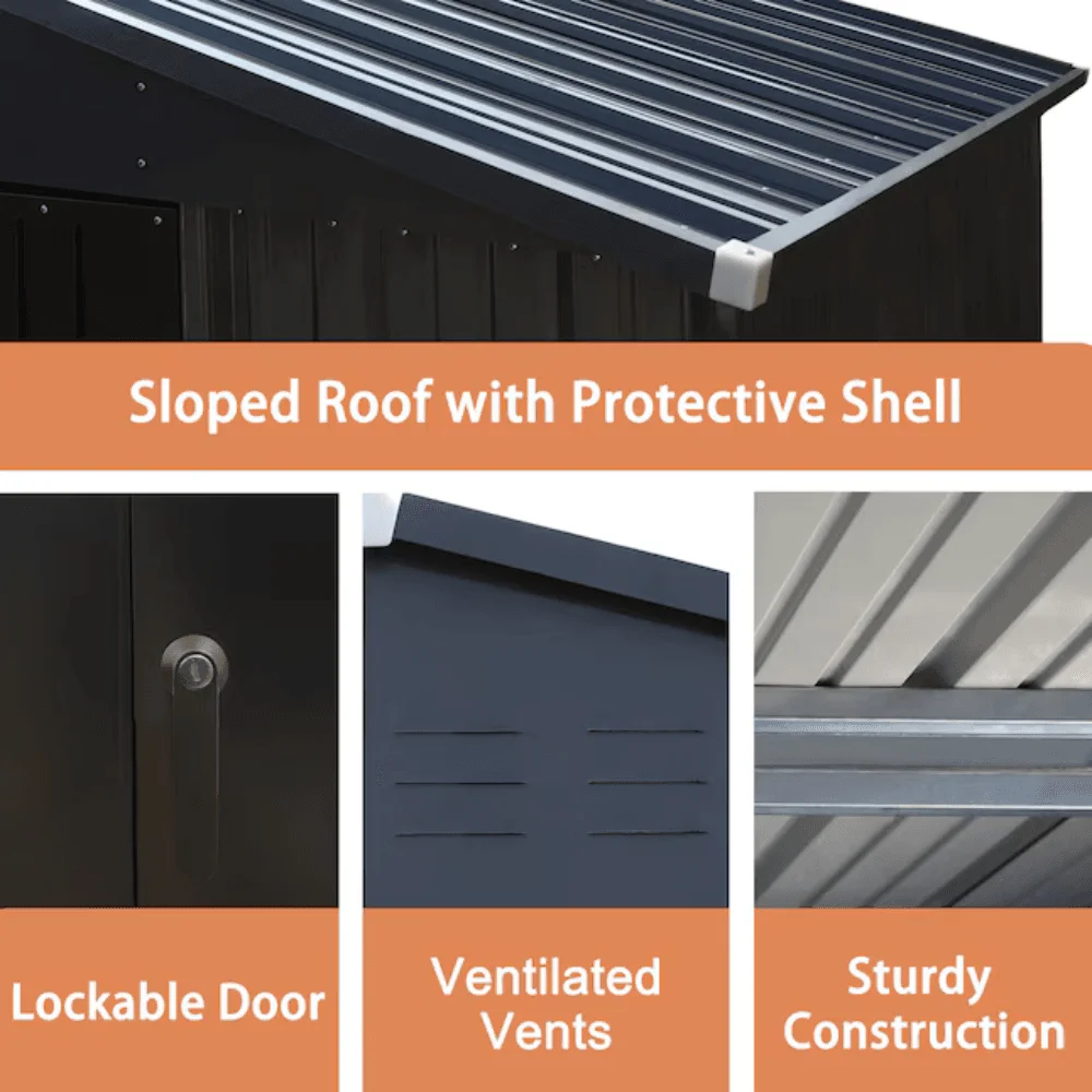 VEIKOUS 10 ft. W x 12 ft. D Outdoor Metal Storage Shed in Gray (120 sq. ft.) thumbnail 3