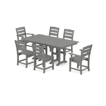 Polywood Lakeside 7-Piece Farmhouse Dining Set – Slate Grey