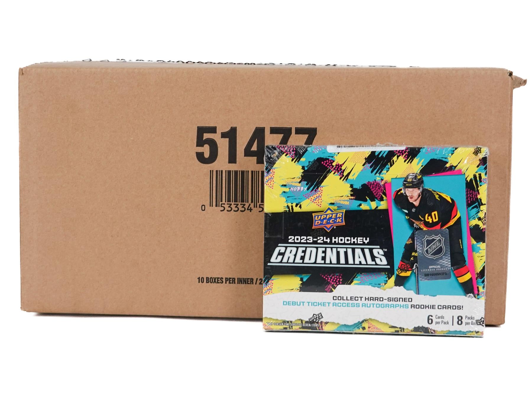 828975_001_081624_bebbcdbe-82ff-41da-b124-8379afd56358 2023/24 Upper Deck Credentials Hockey Hobby 20-Box Case - Image 1