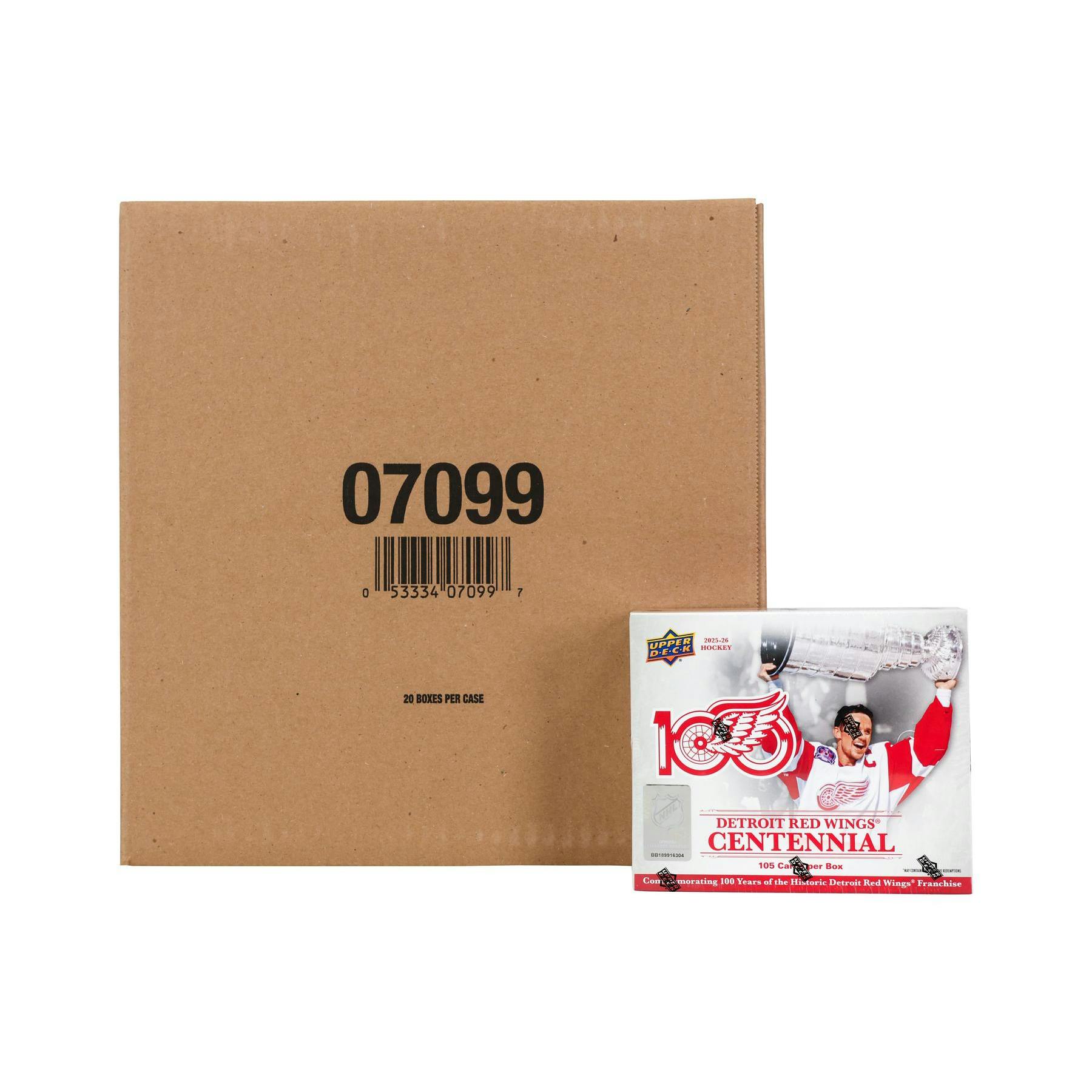 906299_001_110325 2025/26 Upper Deck Detroit Red Wings Centennial Hockey Box 20-Set Case - Image 1