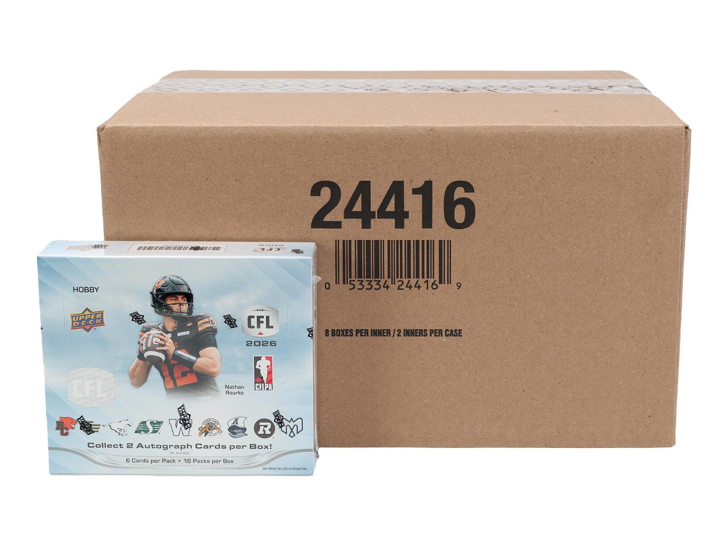 952818_001_081726_0929c300-7c96-4c08-a4ff-69ed38a4a0db 2026 Upper Deck CFL Canadian Football League Hobby 16-Box Case - Image 1