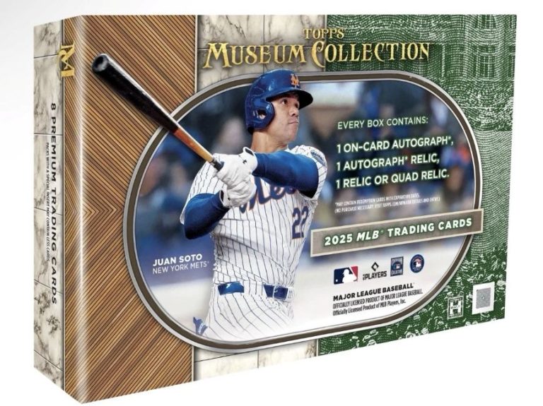 2025-topps-museum-collection-box-768x575-1 2025 Topps Museum Collection Baseball Hobby 8 Box Case - Image 1