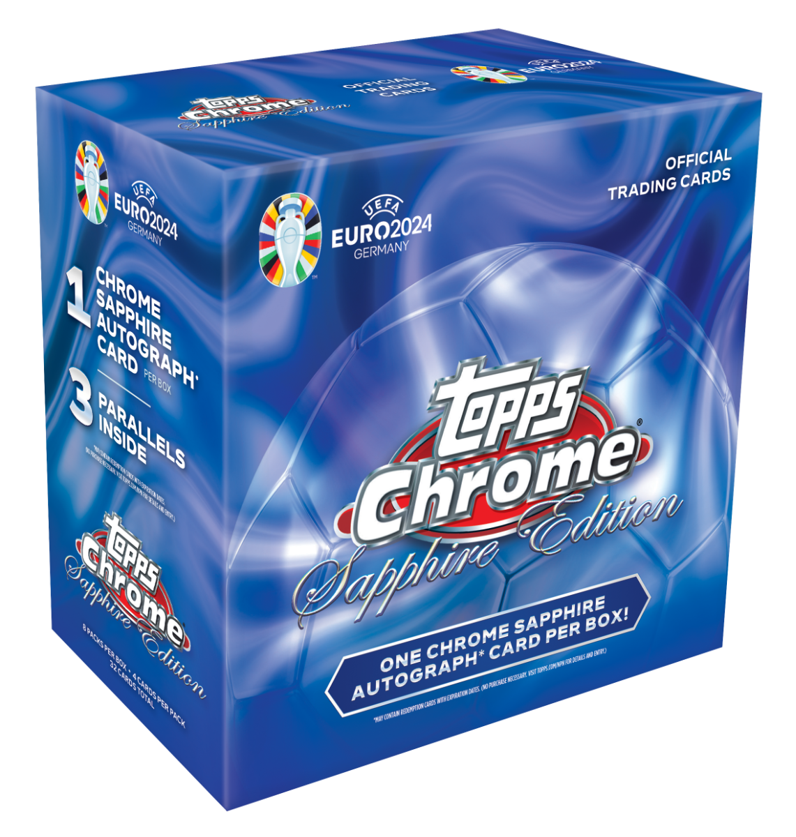 24uceo_fgc5760o_sapphire_box 2023-24 Topps UEFA Euro Chrome Sapphire Soccer Hobby 10 Box Case - Image 1