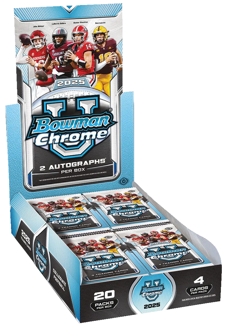 373e758e33367067f41b8e8578254e1e812a3c12_Bowman_U_Chrome_Football_Hobby_Box 2025 Bowman Chrome University Football Hobby 12 Box Case - Image 1