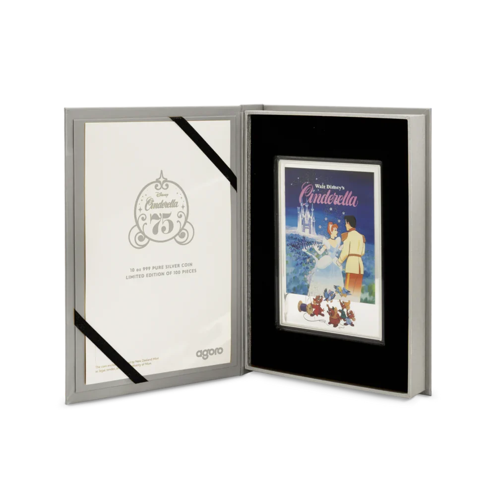 Disney-Cinderella75th-SoThisIsLove-Agoro-10oz-OpenV3 Disney Princess - Cinderella 75th Anniversary Poster Coin- New Zealand Mint - Image 1