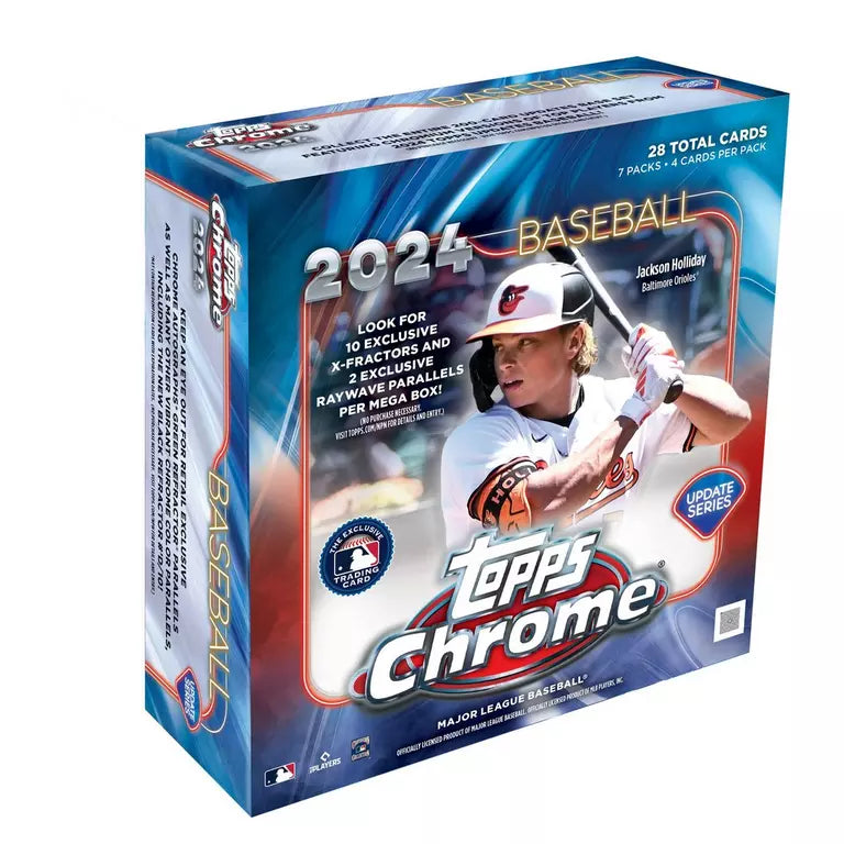 Topps-Chrome-2024-Baseball-Updates-Mega-Box_2179f51f-0113-4991-ad52-b305560d3e67 2024 Topps Chrome Update Series Baseball Mega 20 Box Case - Image 1