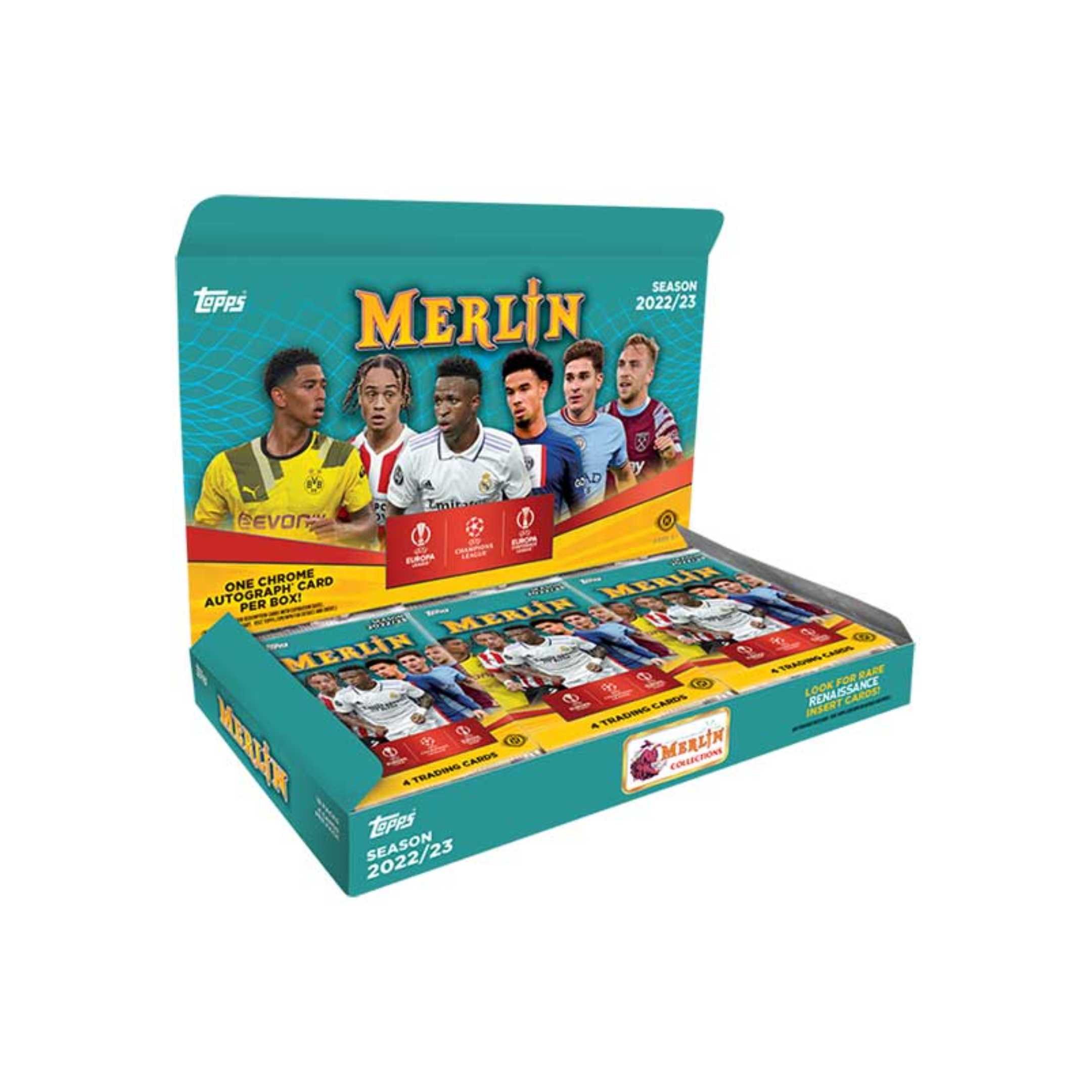 Untitleddesign-2023-08-16T103812.506 2022-23 Topps UEFA Club Competitions Merlin Chrome Soccer Hobby 12 Box Case - Image 1