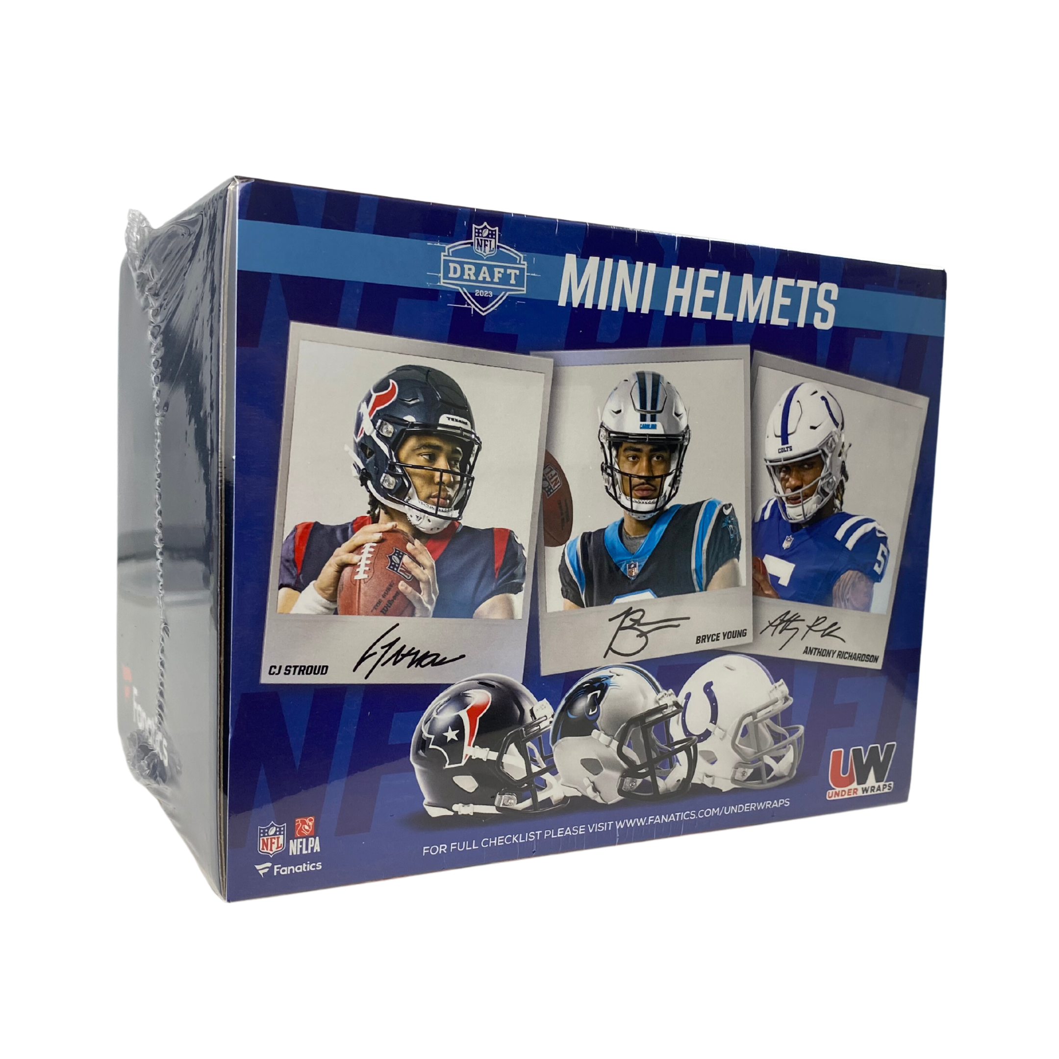 Untitleddesign_43dbe941-9eba-47fa-a07f-f317cdc829e0 2023 Fanatics Under Wraps Autographed Mini Helmets Football 12 Box Case - Image 1