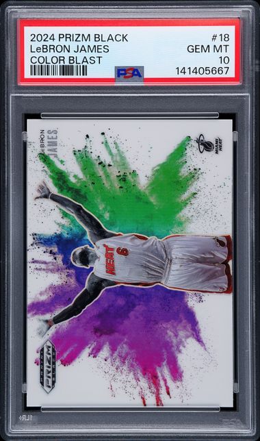 bIhffireU0G76o94Ge-o4w_690c9 LeBron James 2024 Panini Prizm Black Color Blast PSA 10 - Image 1