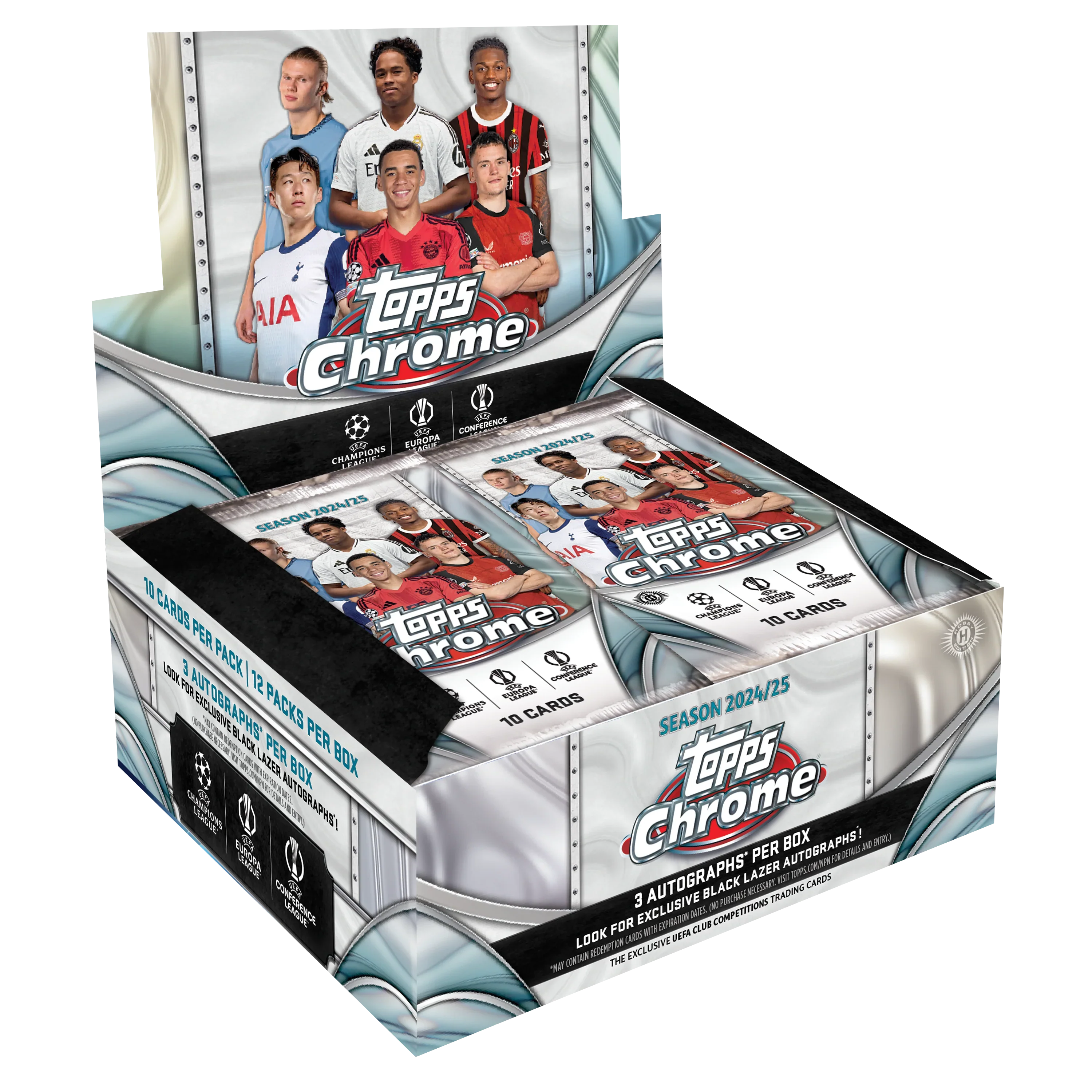 fec971a971a73c1938de693a891f145db6e73c2e_25TUCC_FGC6117HJ 2024-25 Topps UEFA Club Competitions Chrome Soccer Jumbo 8 Box Case - Image 1